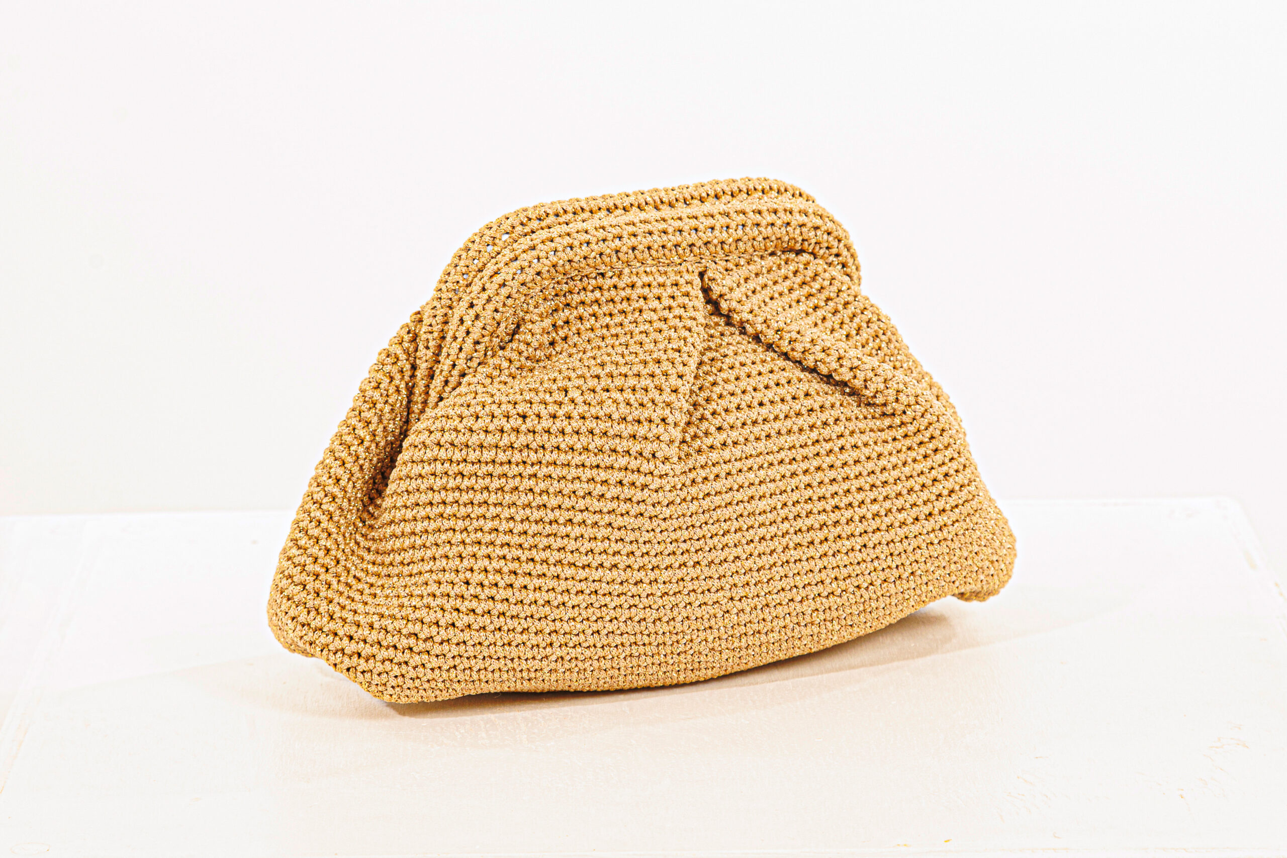 Borsa Clutch Sabbia Dorata all'Uncinetto